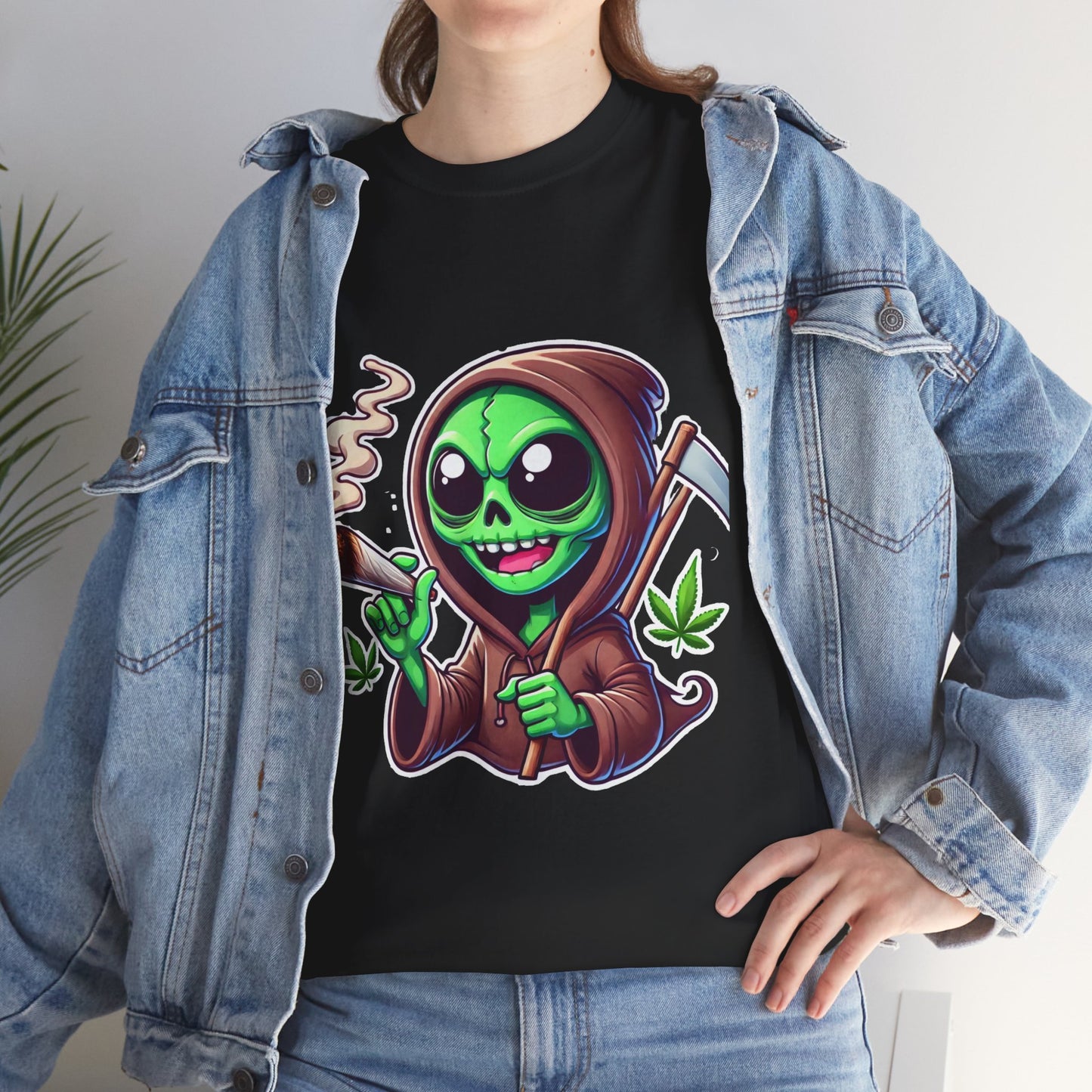 Reaper Smoking Joint T‑Shirt — Cute Grim Reaper Stoner Tee