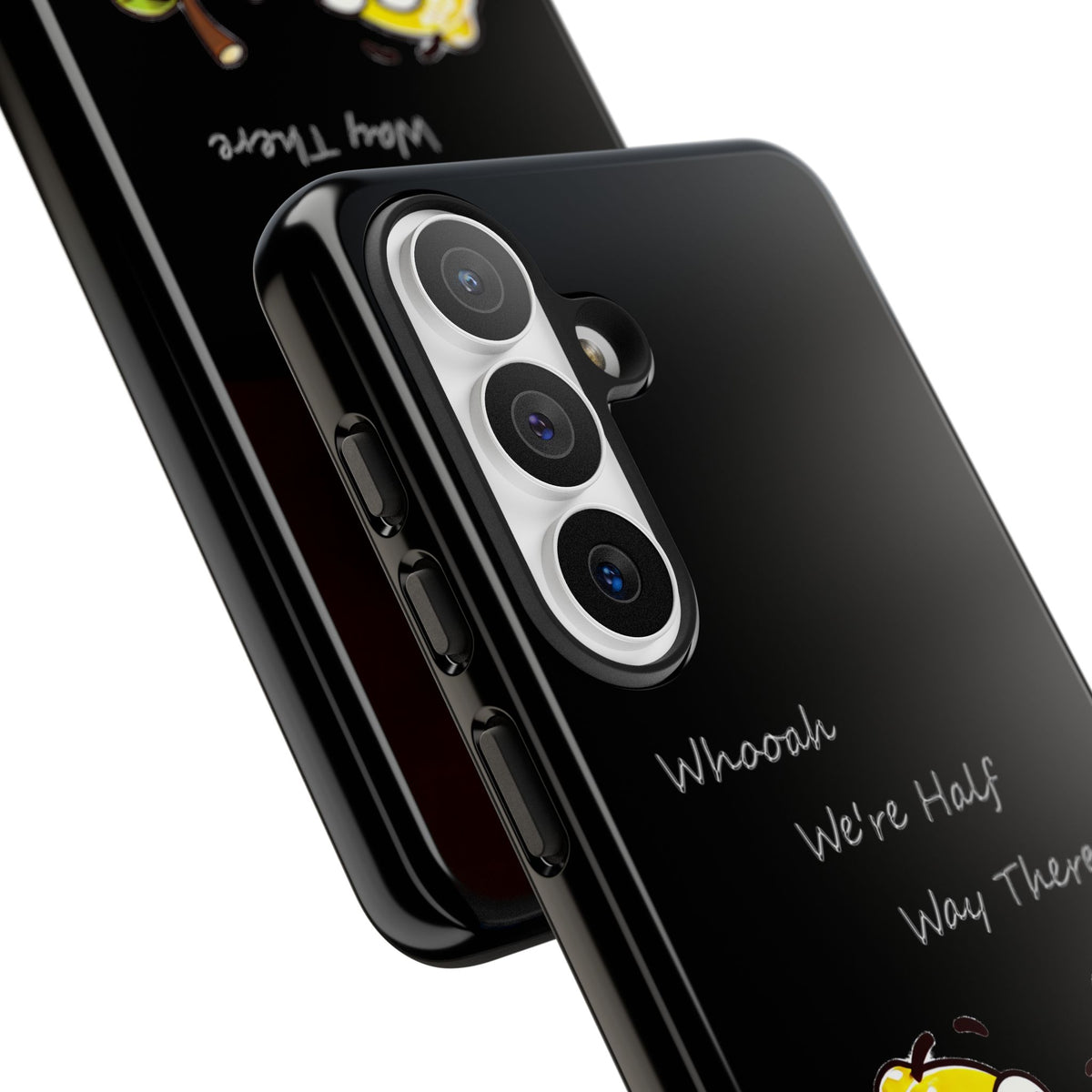 Phone Case - Playful Pear & Lemon Illustration with “Whooah We're Half Way There”
