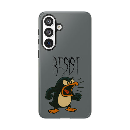 Resist Angry Penguin Phone Case — Protective iPhone Case with Bold Cartoon Design