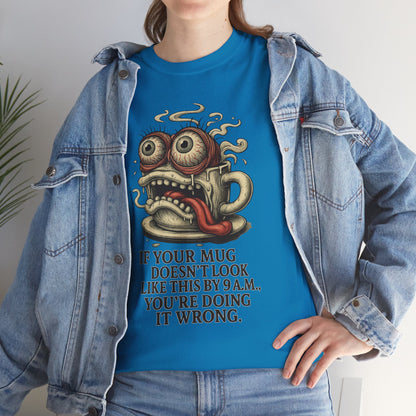 9AM Mug Meltdown – Screaming Coffee Zombie Cup Tee