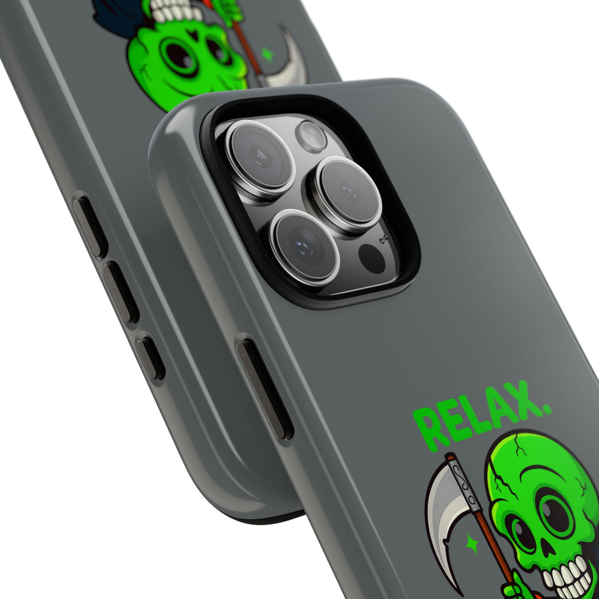 Phone Case — 'Relax. I Only Reap on Weekdays.' Cute Green Grim Reaper Protective Cover