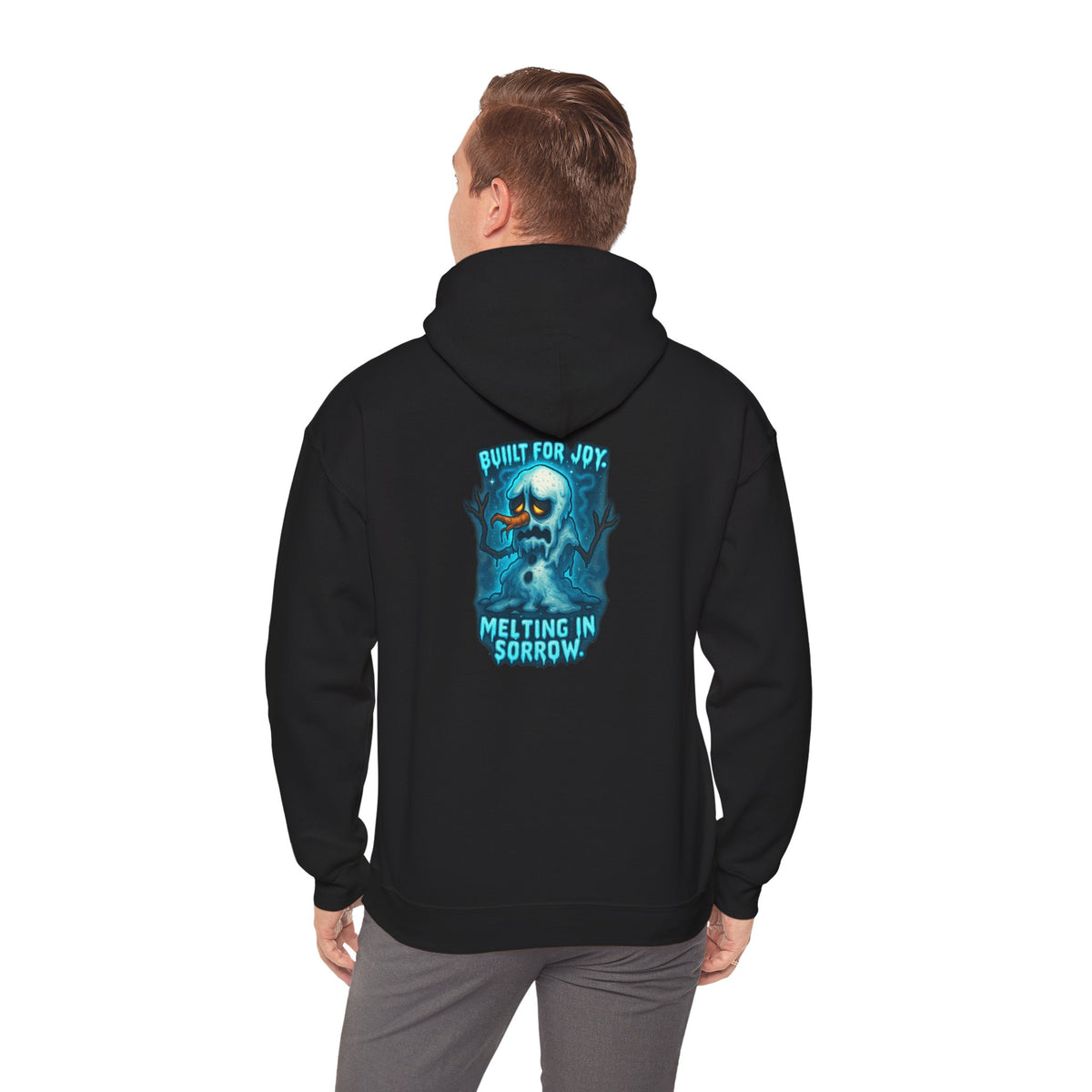 Melting in Sorrow Hoodie — Blue Melting Skull Graphic Pullover