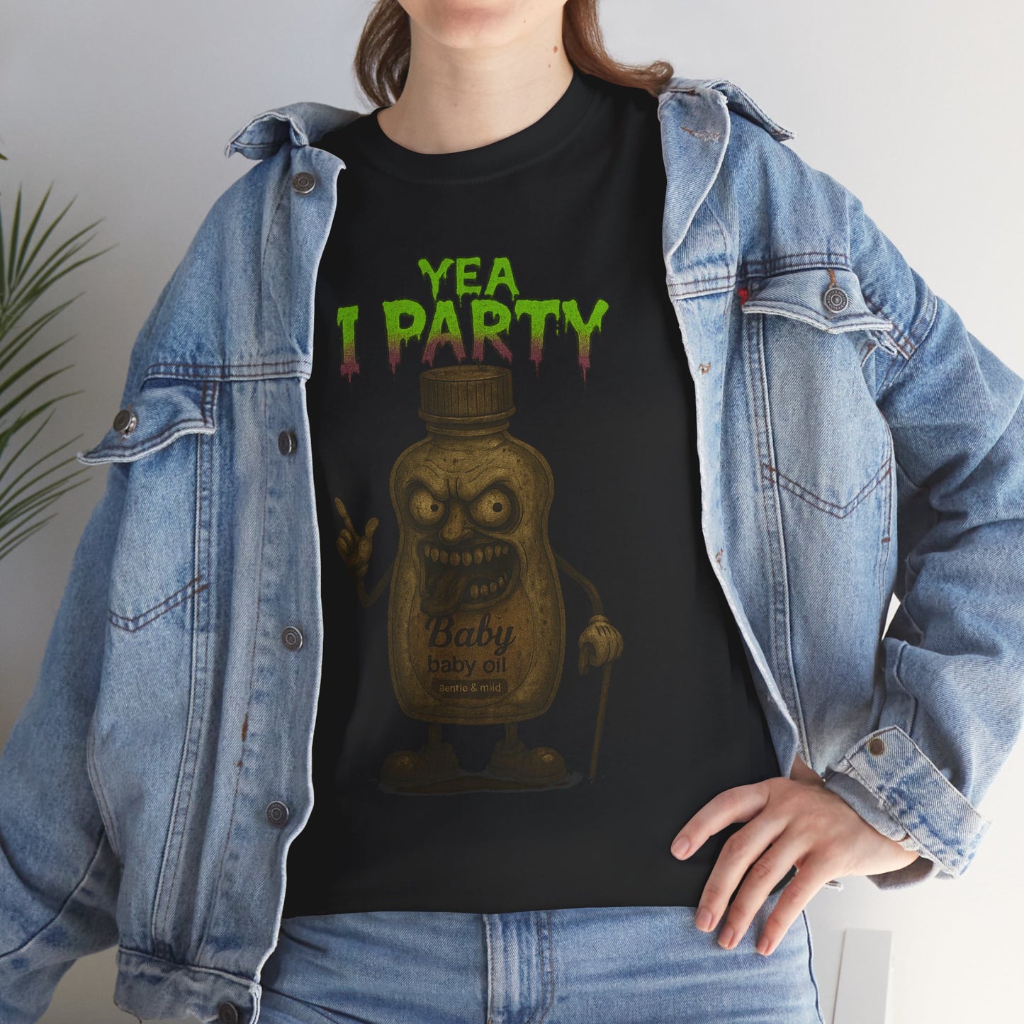 Yea I Party – Deranged Baby Oil Horror Cartoon T-Shirt