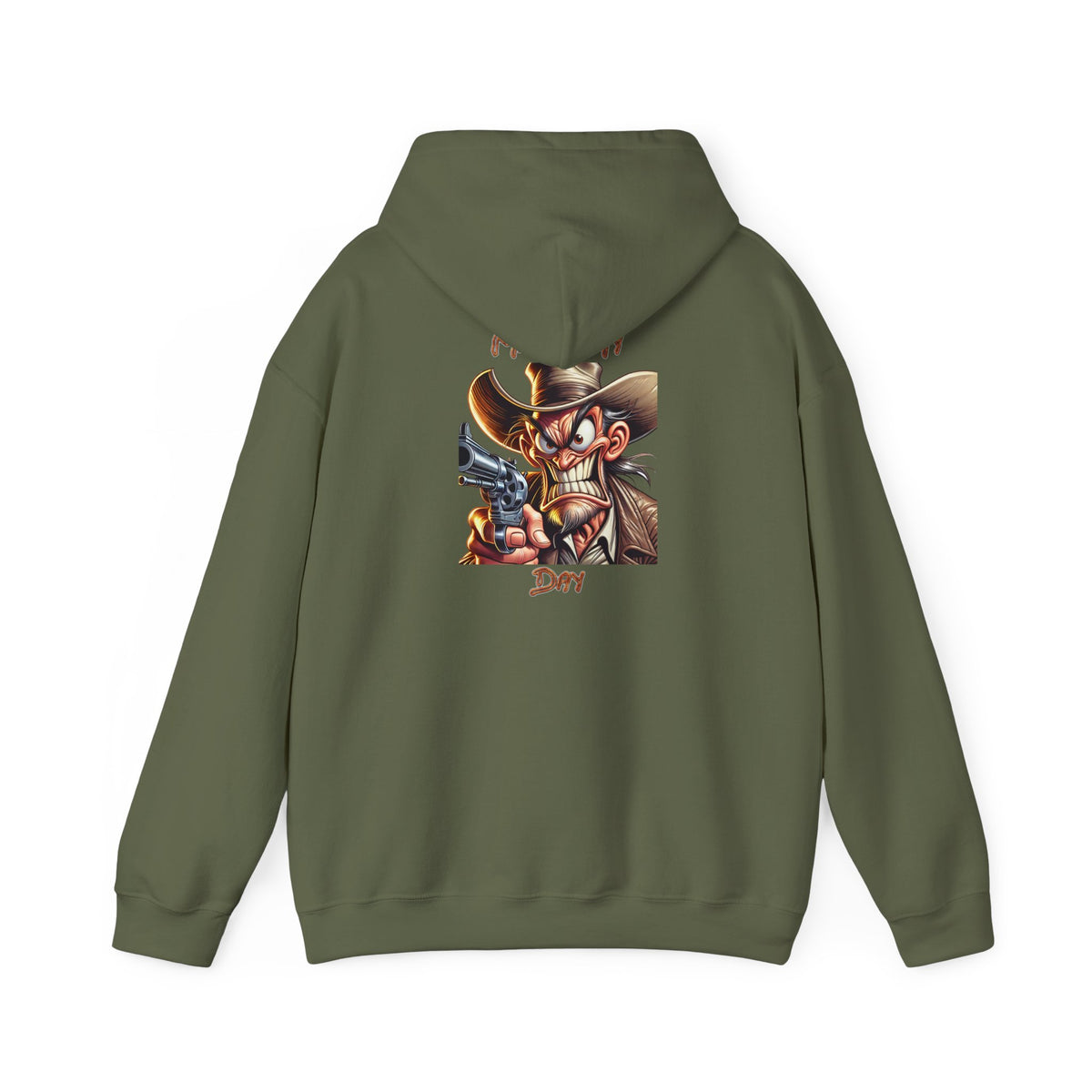 Make My Day Hoodie – Cartoon Gunslinger Attitude