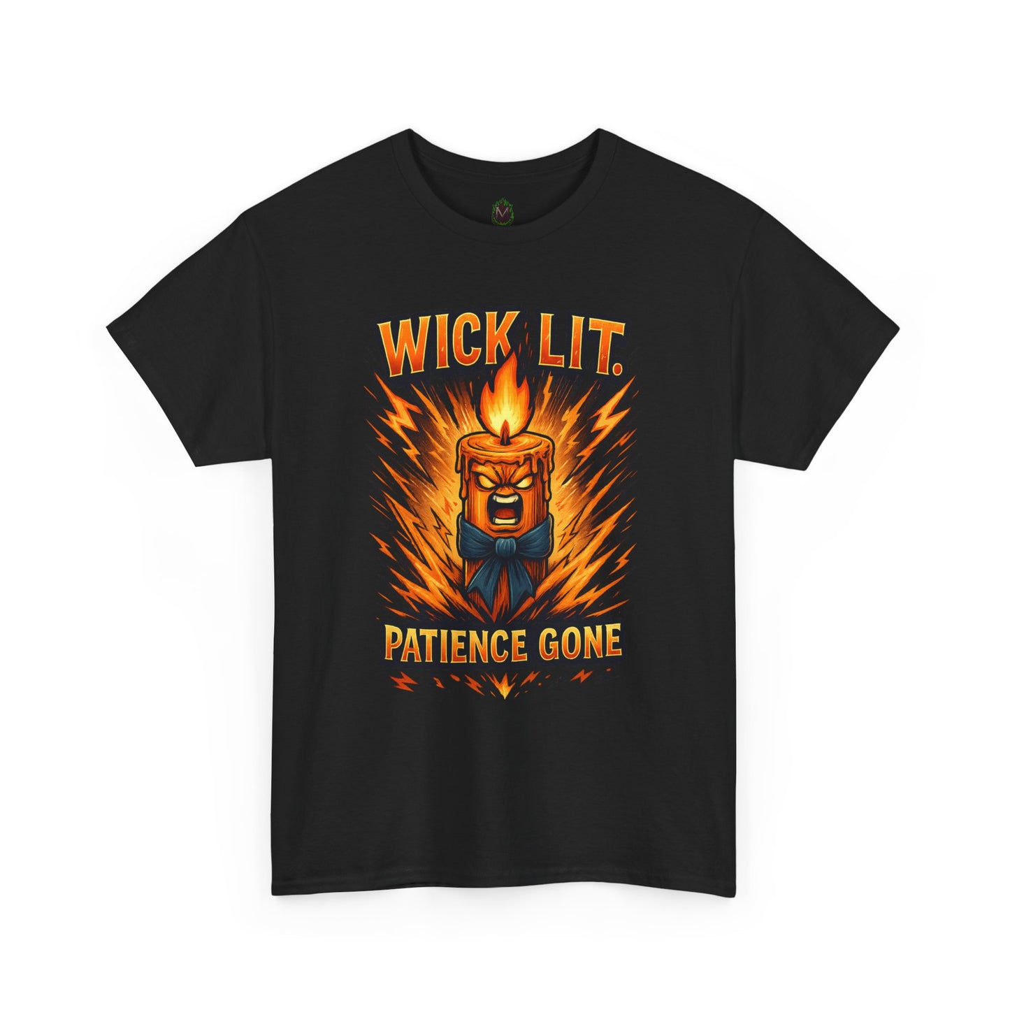 Wick Lit Candle Head, T-Shirt | Patience Gone, Flaming Candle Graphic