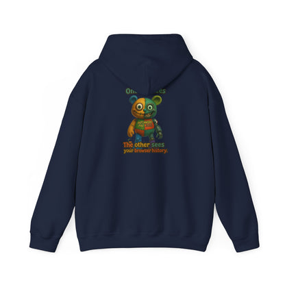 Cute Patchwork Robot Hoodie — "No other toys" Graphic Back Print