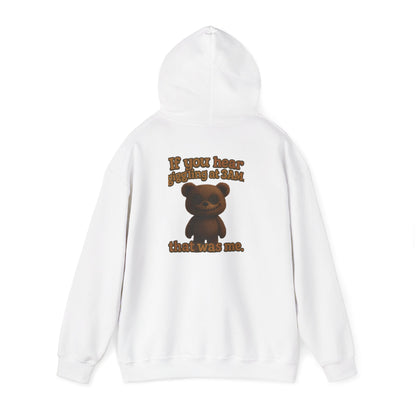 Bear Graphic Hoodie — "It Was Me" Cute Teddy Back Print