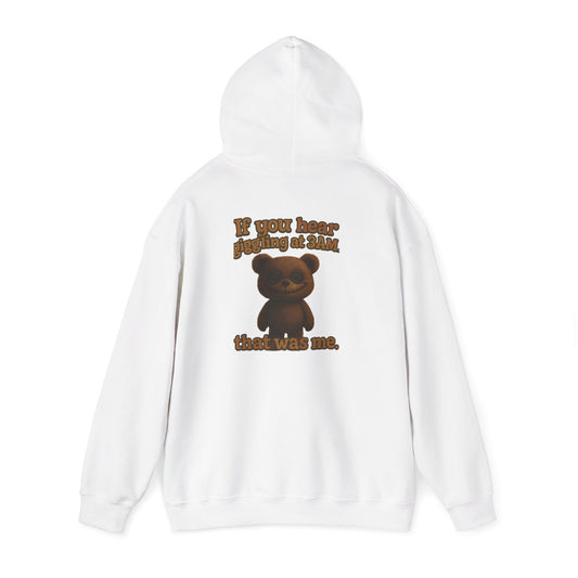Bear Graphic Hoodie — "It Was Me" Cute Teddy Back Print