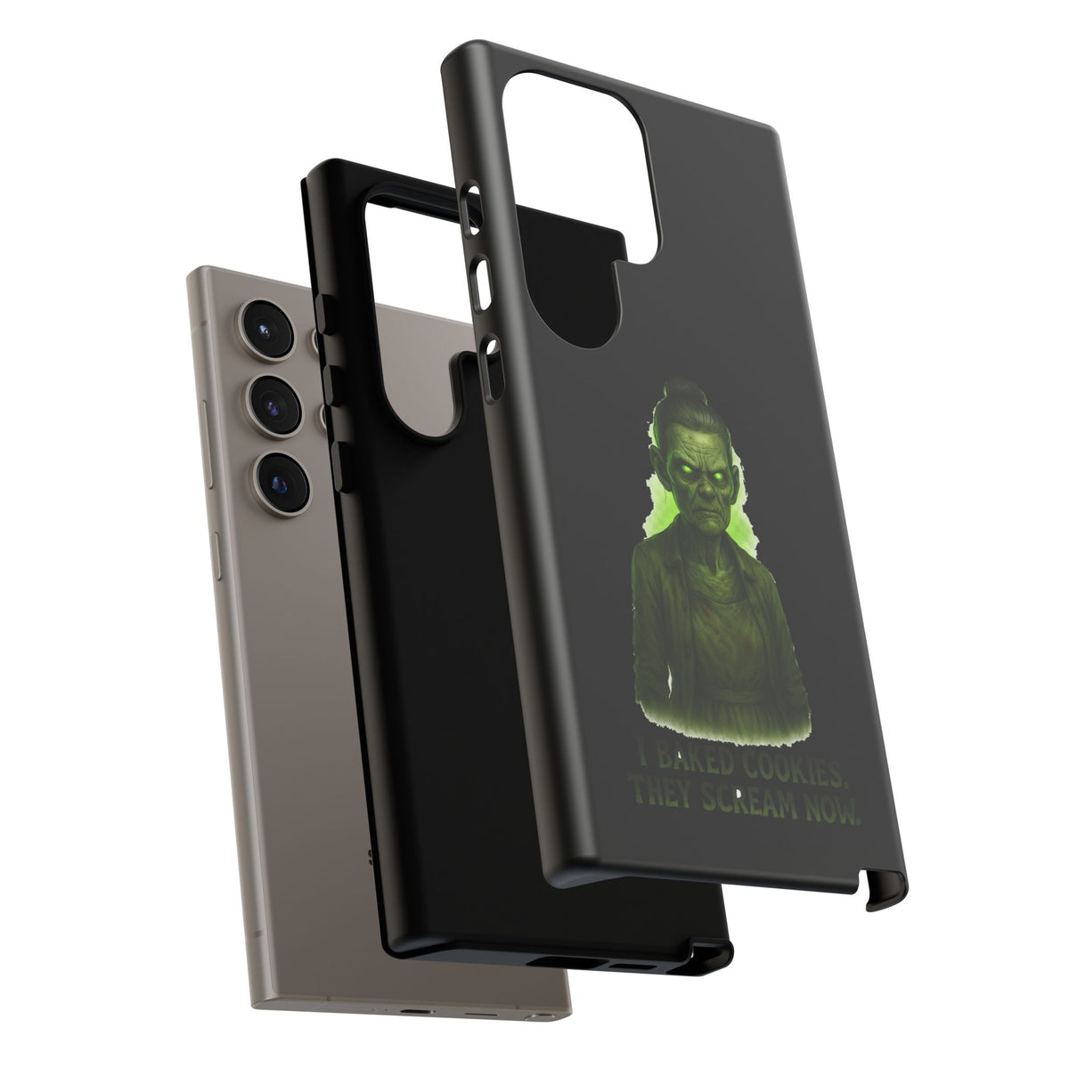 Spooky Green Ghost Phone Case — "I Baked Cookies, They Scream Now" Horror iPhone Cover