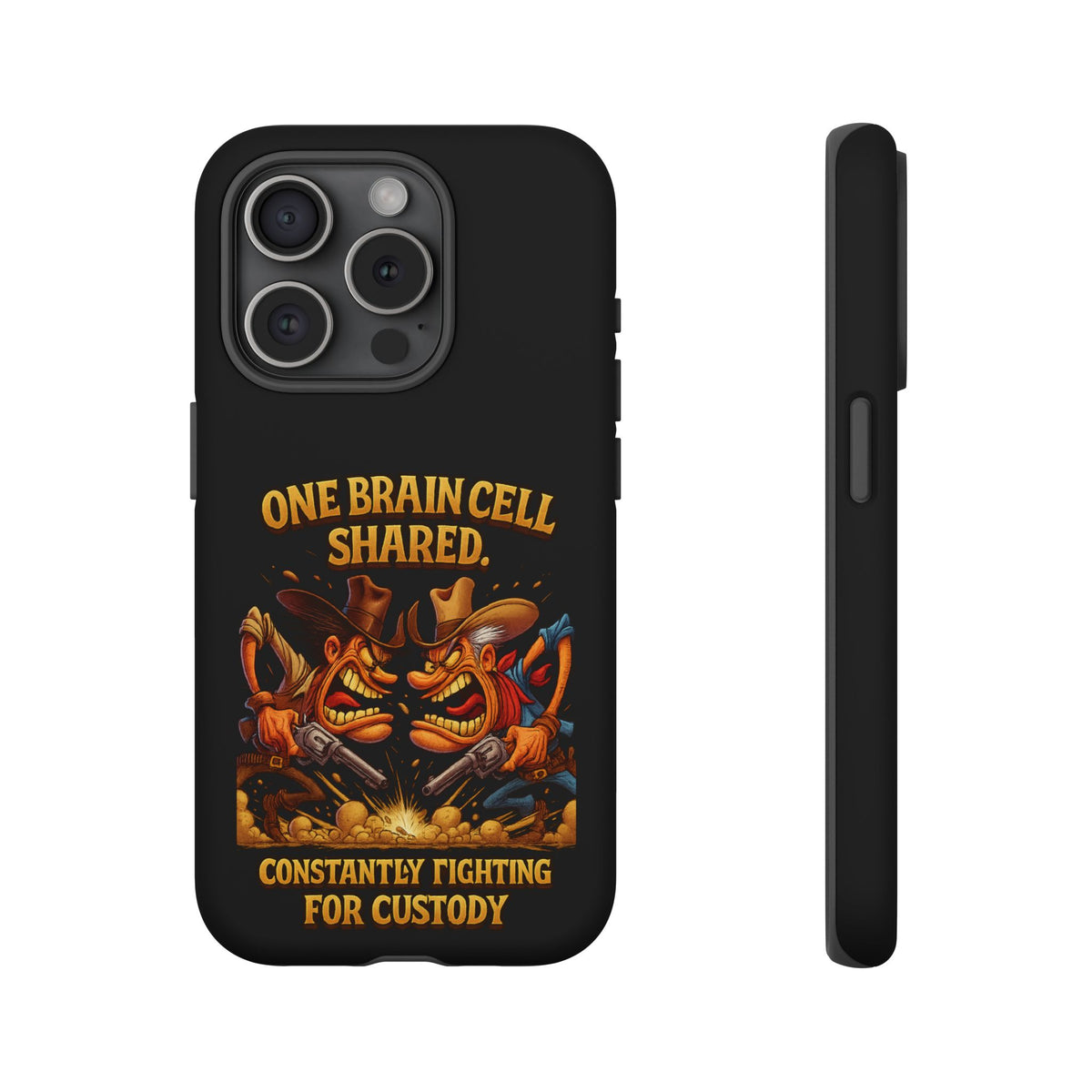 Phone Case — 'One Braincell Shared, Constantly Fighting for Custody' Funny Rivalry Cartoon