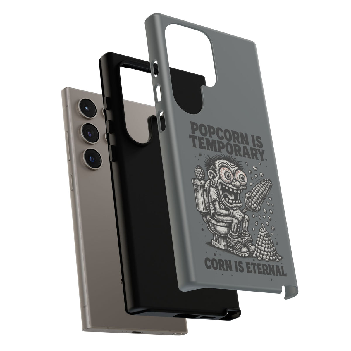 Phone Case — "Popcorn Is Temporary, Corn Is Eternal" Retro Zombie Corn Design