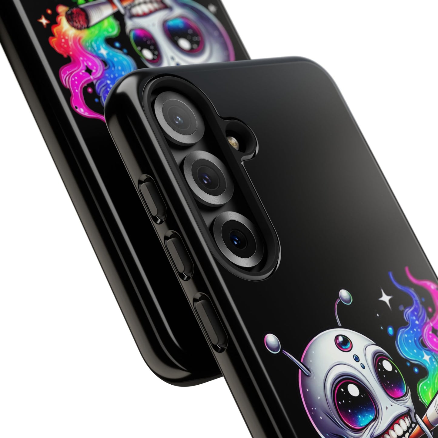 Alien Smoking Rainbow Galaxy Phone Case — Cute Cosmic Art Tough Case