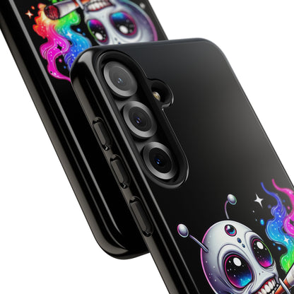Alien Smoking Rainbow Galaxy Phone Case — Cute Cosmic Art Tough Case
