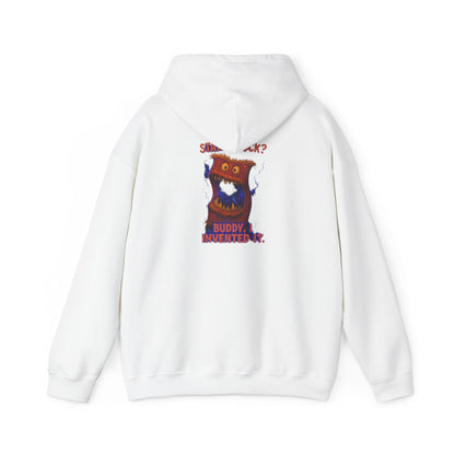 Hoodie — Playful 'Buddy Invented' Cartoon Owl Graphic Pullover