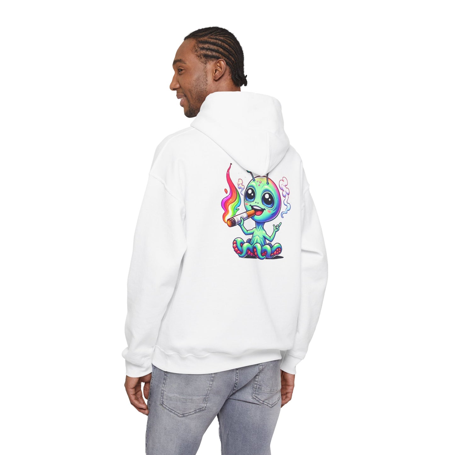 Alien Octopus Hoodie — Cute Rainbow-Smoking Space Creature Sweatshirt
