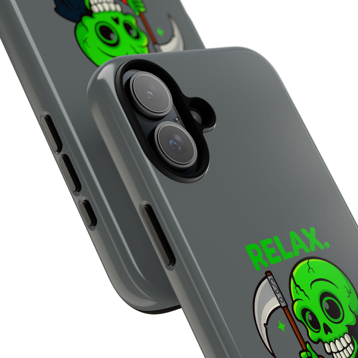 Phone Case — 'Relax. I Only Reap on Weekdays.' Cute Green Grim Reaper Protective Cover