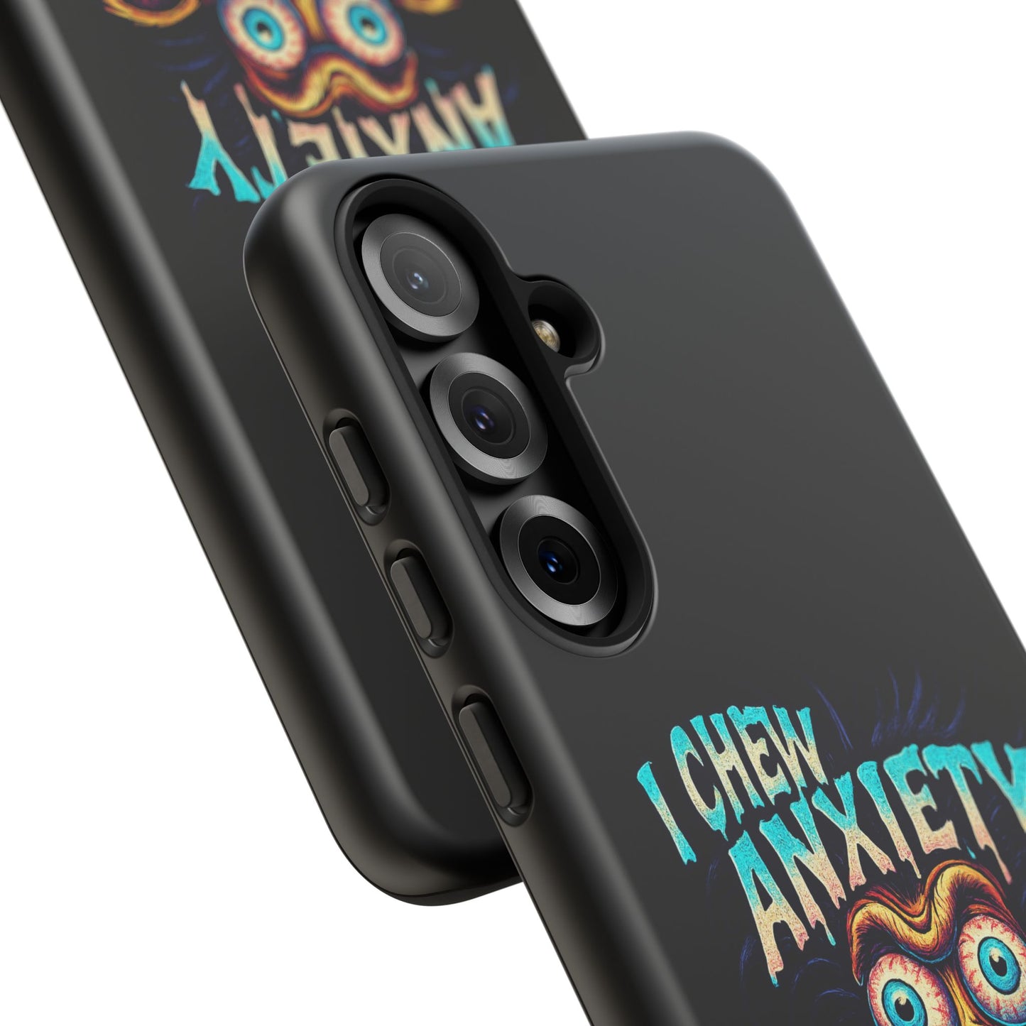 Phone Case — "I Chew Anxiety Like Bubblegum" Retro Monster Design