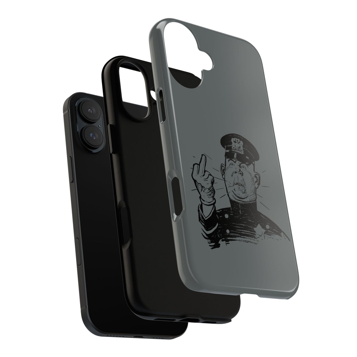 Vintage Cop Middle Finger Phone Case — Edgy Retro iPhone Protective Cover