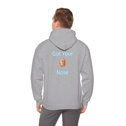 Got Your Nose Hoodie — Playful Baby-Grab Back Print Pullover