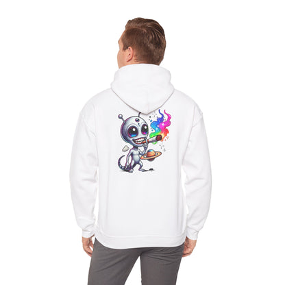 Alien Chef Hoodie — Cute Cartoon Alien Cooking with Rainbow Flame Hooded Sweatshirt