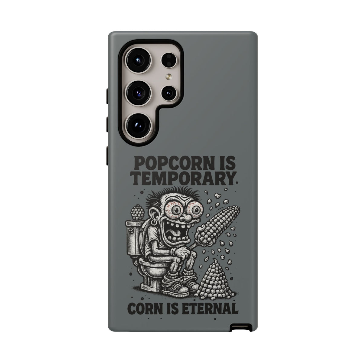 Phone Case — "Popcorn Is Temporary, Corn Is Eternal" Retro Zombie Corn Design