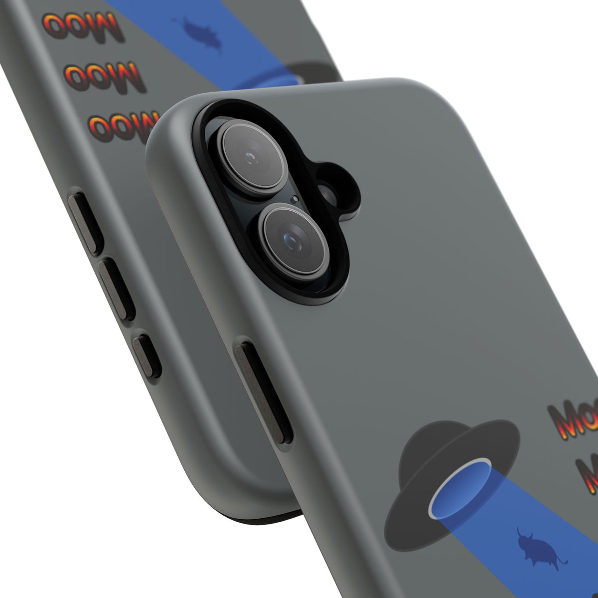Phone Case — Funny UFO Cow Abduction Design with “Moo Moo Moo”