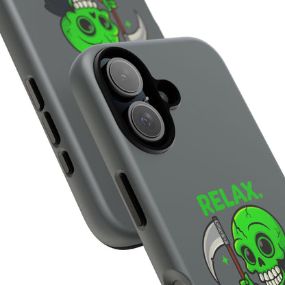 Phone Case — 'Relax. I Only Reap on Weekdays.' Cute Green Grim Reaper Protective Cover