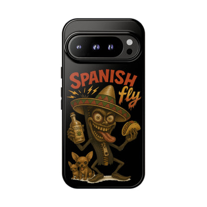 Spanish Fly Tough Phone Case — Retro Skull Sombrero Design
