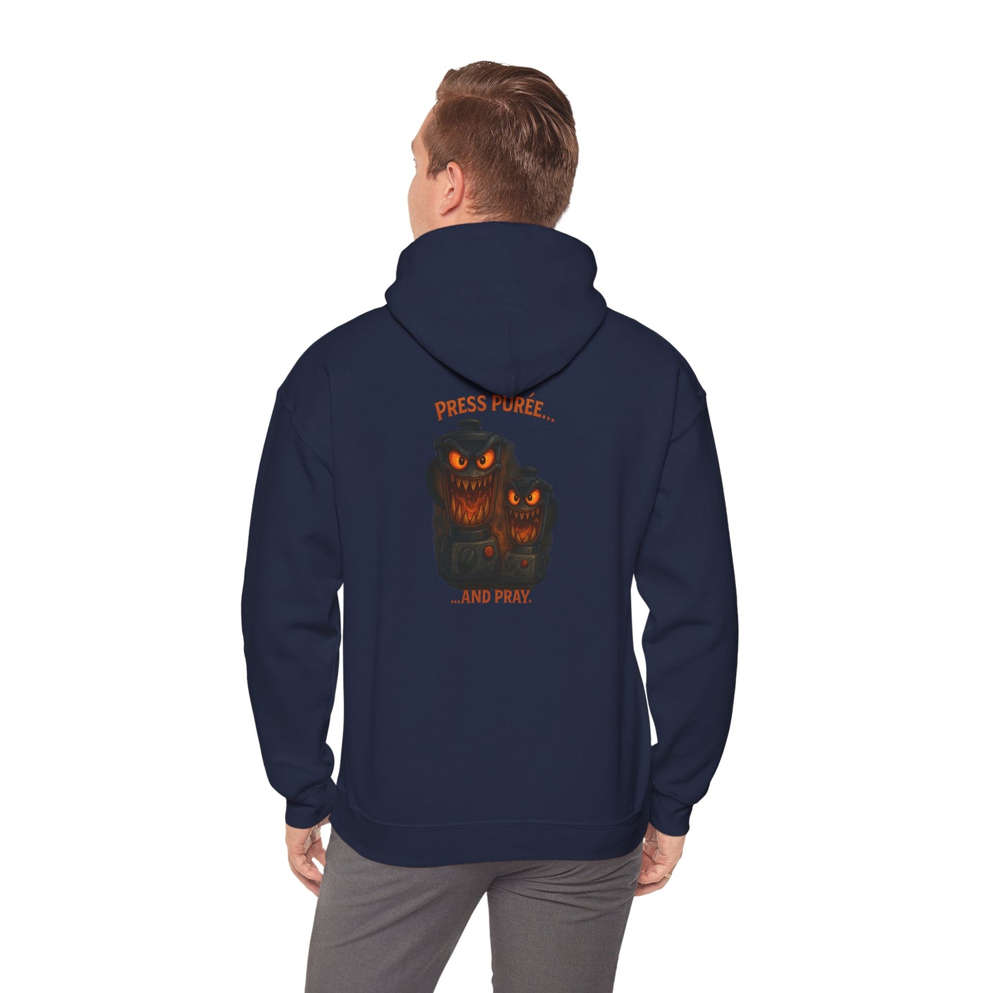 Halloween Hoodie — ‘Press Sneeze and Pray’ Graphic Hooded Sweatshirt