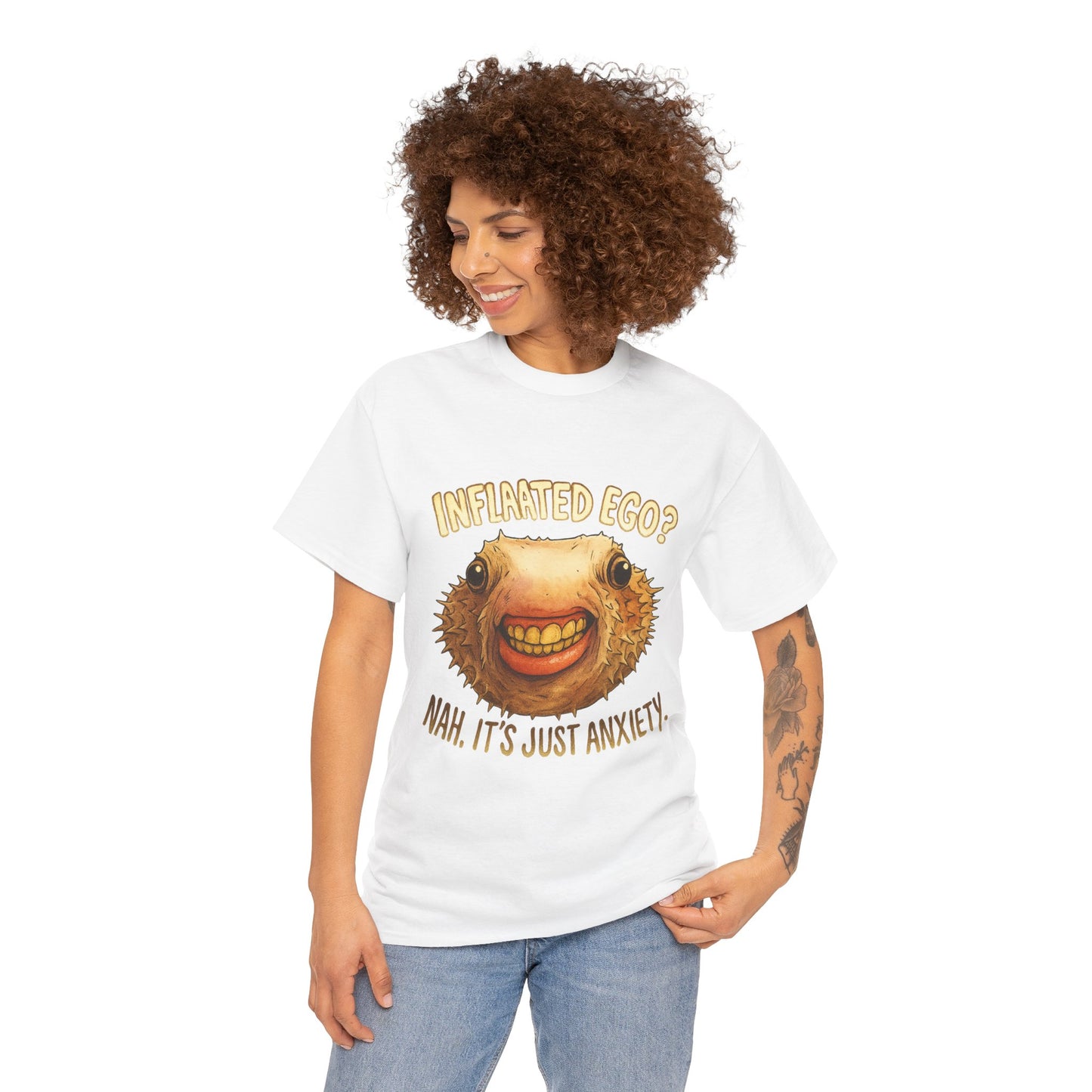Inflated Ego? Nah, It’s Just Anxiety – Funny Pufferfish T-Shirt