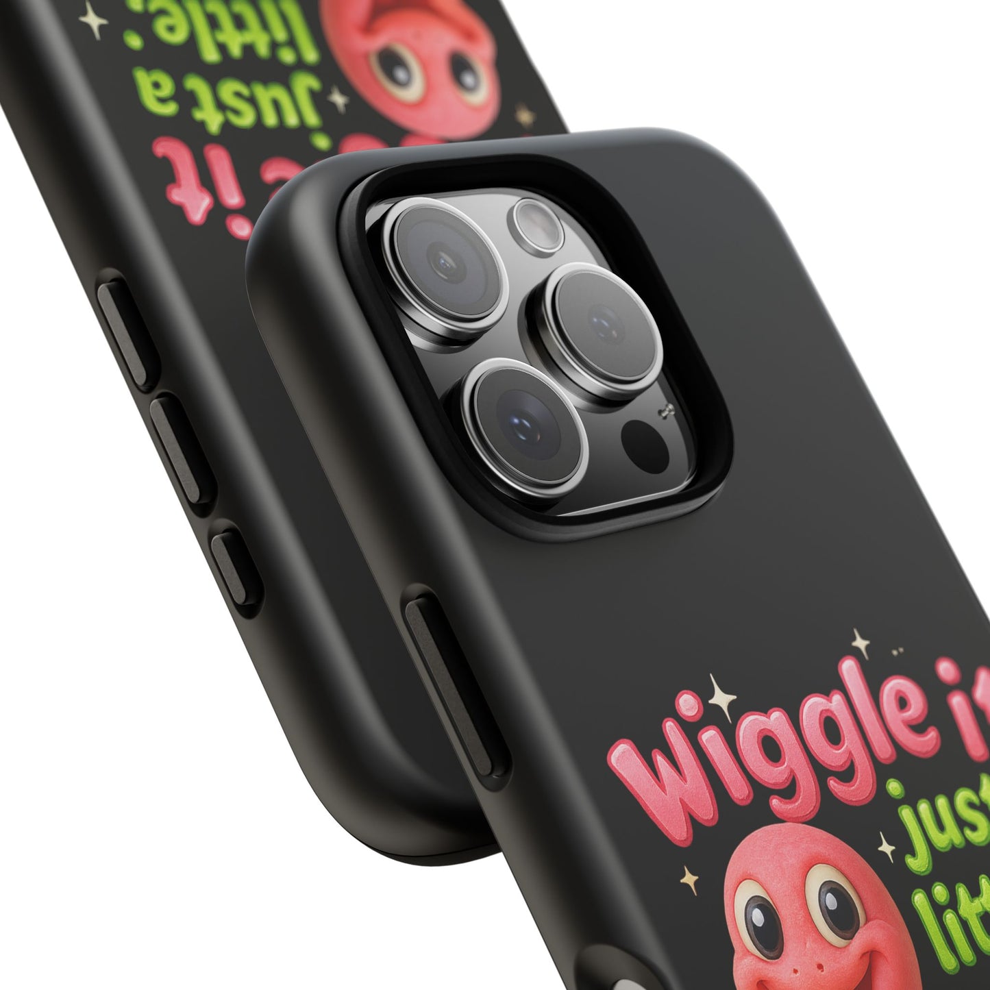 Wiggle It Worm Phone Case — Cute Pink & Green Cartoon iPhone Cover
