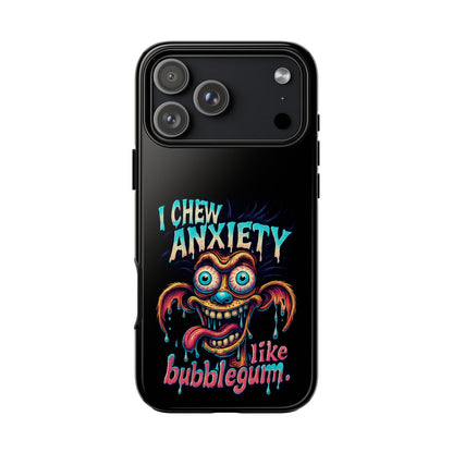 Phone Case — "I Chew Anxiety Like Bubblegum" Retro Monster Design