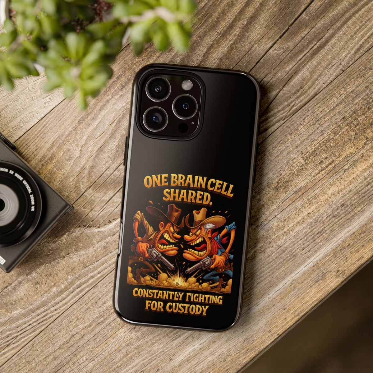 Phone Case — 'One Braincell Shared, Constantly Fighting for Custody' Funny Rivalry Cartoon