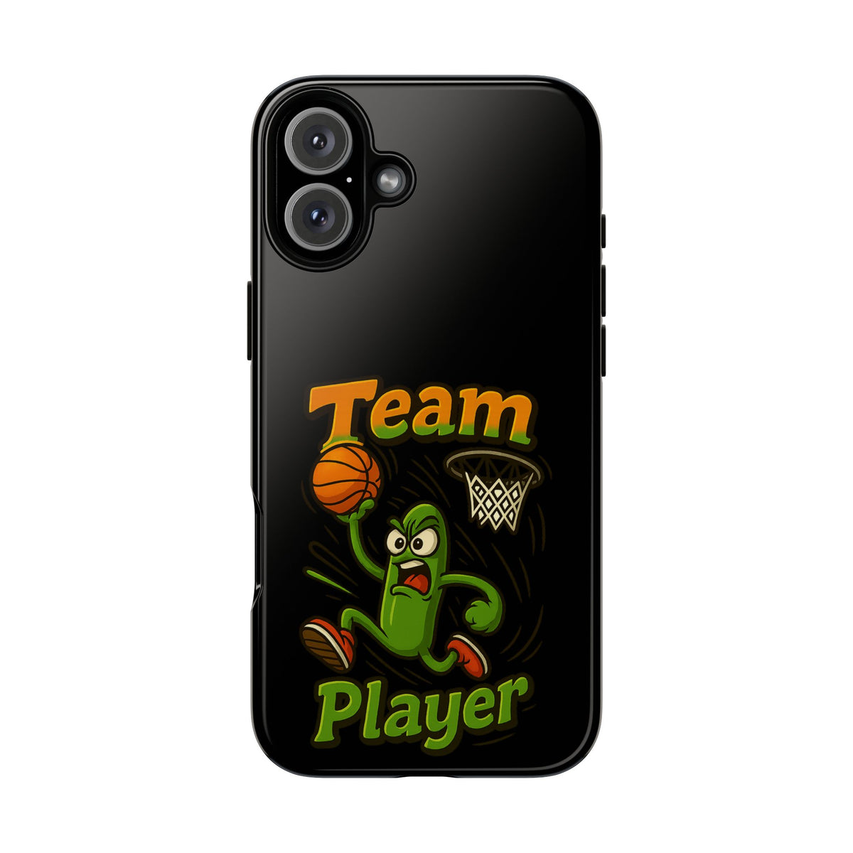 Team Player Basketball Phone Case — Cute Cartoon Pickle Dunk Phone Cover