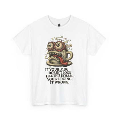 9AM Mug Meltdown – Screaming Coffee Zombie Cup Tee