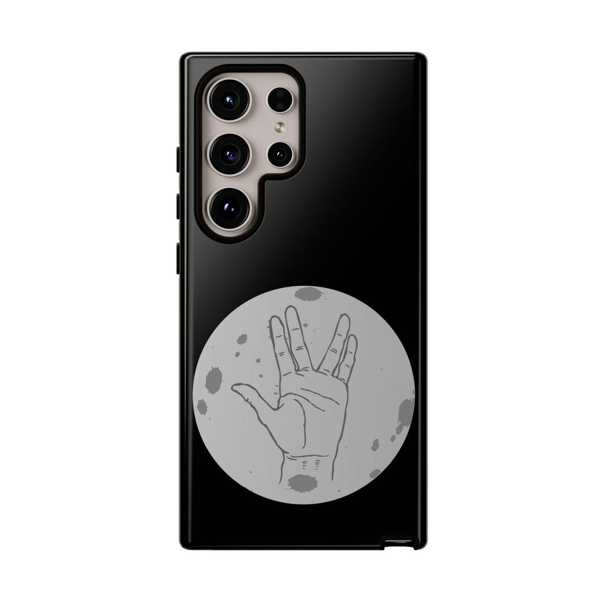Spock Live Long Phone Case — Vulcan Salute Moon Graphic