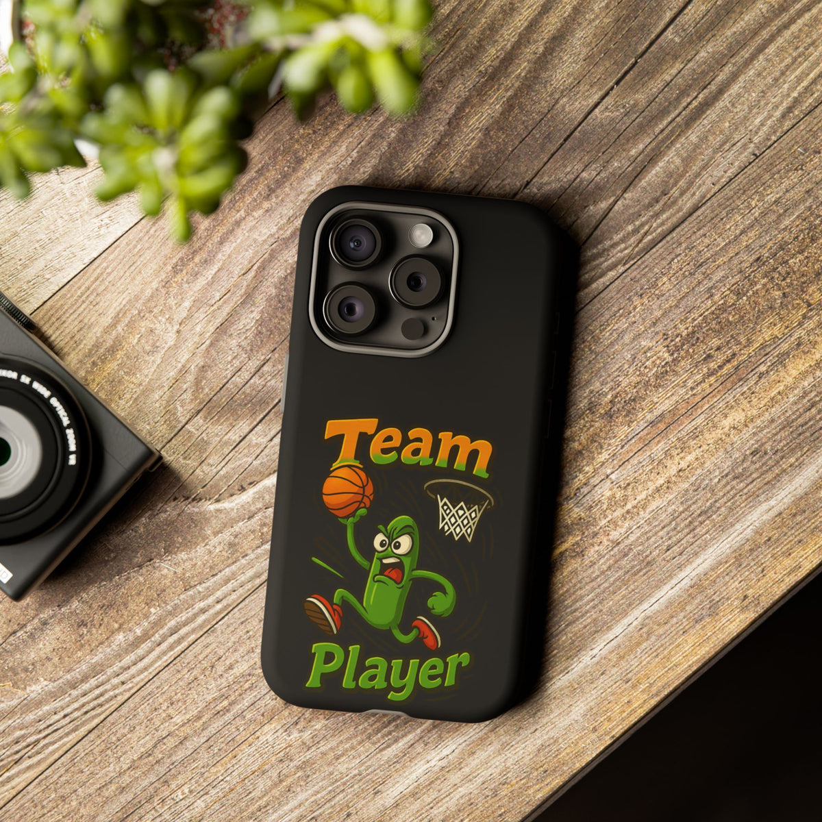Team Player Basketball Phone Case — Cute Cartoon Pickle Dunk Phone Cover