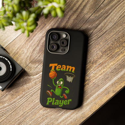 Team Player Basketball Phone Case — Cute Cartoon Pickle Dunk Phone Cover