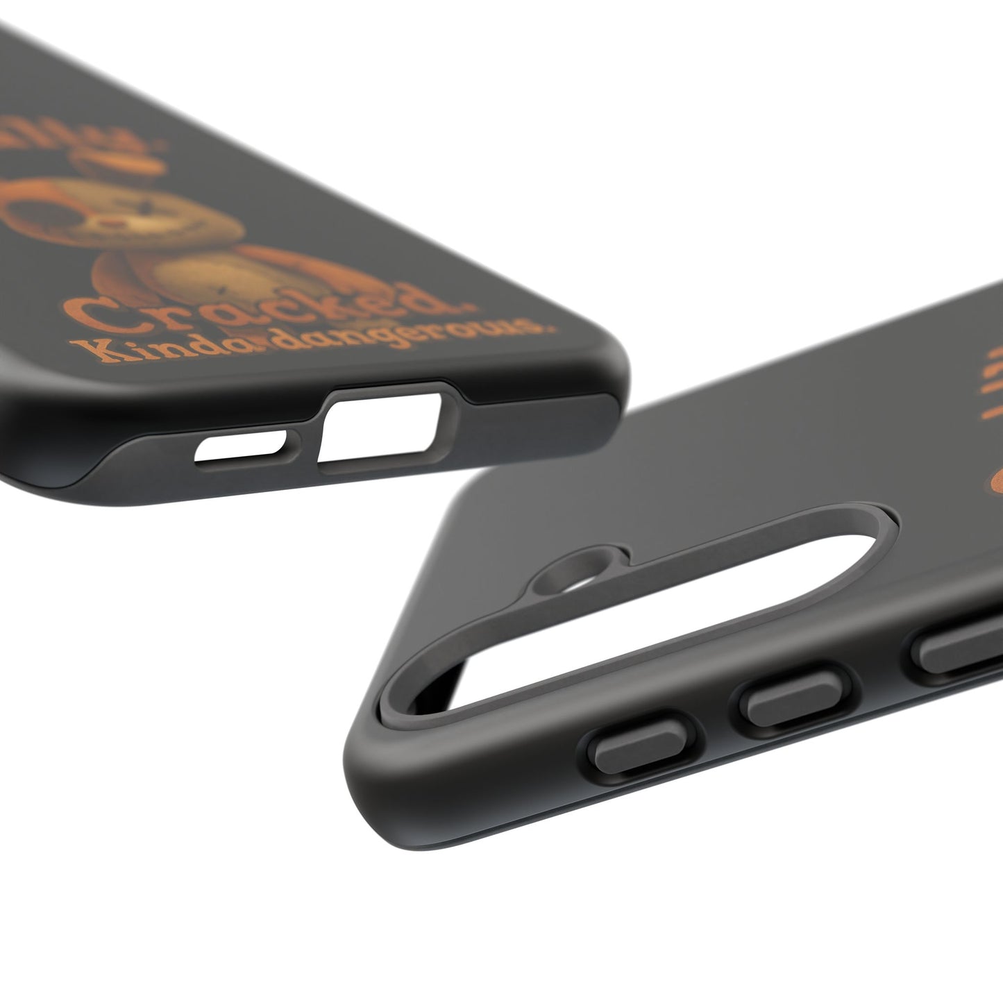Phone Case — "Cuddly. Cracked. Kinda Dangerous." Cute Creepy Bunny Protective Case