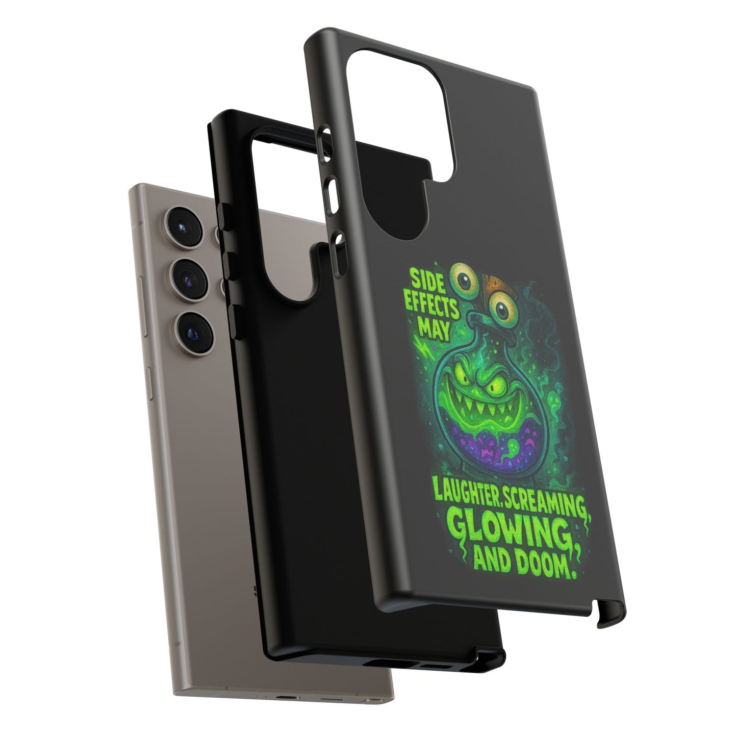 Phone Case — 'Side Effects May Include Laughter, Screaming, Glowing, and Doom' Neon Monster