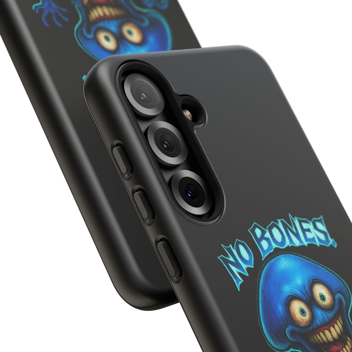 Phone Case — 'No Bones, No Chill, No Mercy' Blue Jellyfish Horror Design