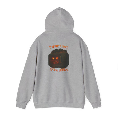 Spooky Hoodie — "You Press Start, I Press Scream" Halloween Sweatshirt