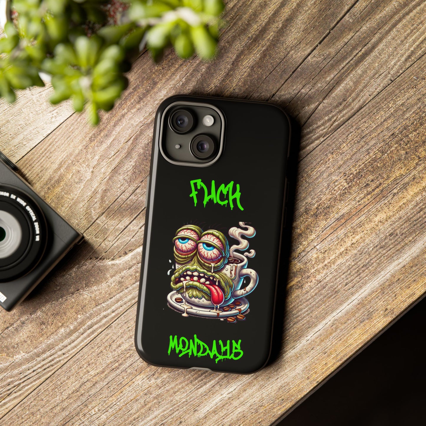 Phone Case — "F*** Monday" Grotesque Coffee Monster Shock Art