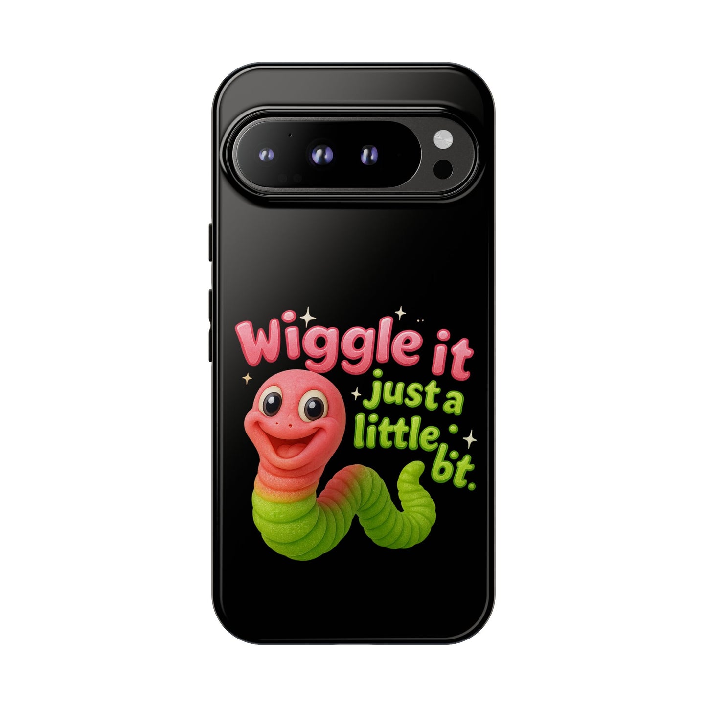 Wiggle It Worm Phone Case — Cute Pink & Green Cartoon iPhone Cover