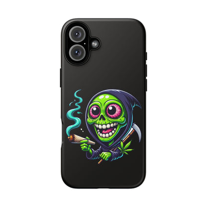 Grinning Stoner Grim Reaper Phone Case – Cannabis Skull iPhone Cover