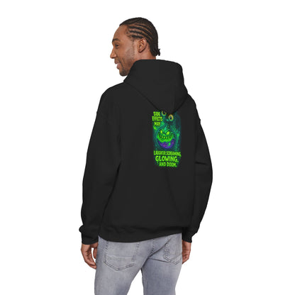 Glowing Green Monster Hoodie - "Causes Screaming, Glowing, and Doom" Graphic Pullover