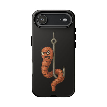 Angry Worm on Hook Phone Case – Funny Fishing Humor Protective Cover