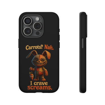Phone Case — Creepy Bunny "Carrots? Nah. I crave screams." Halloween Horror Design