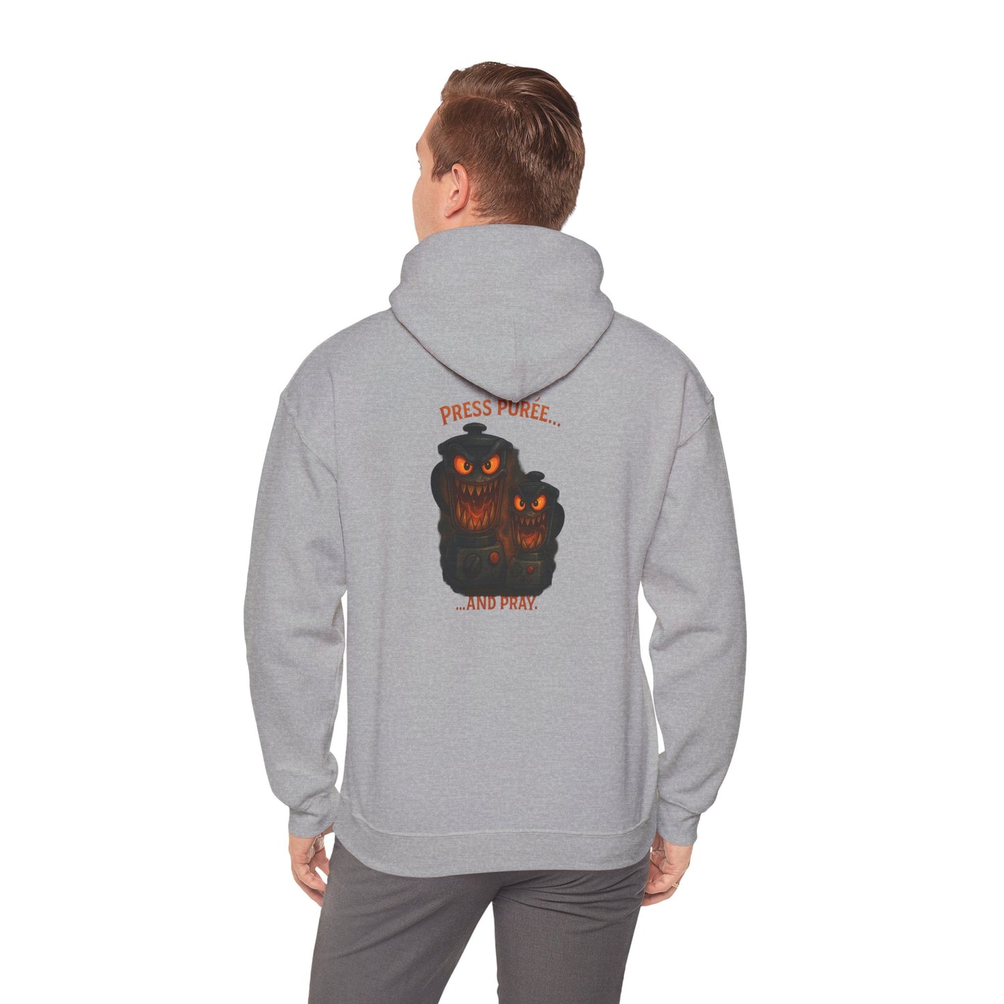 Halloween Hoodie — ‘Press Sneeze and Pray’ Graphic Hooded Sweatshirt