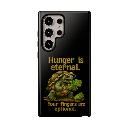 Phone Case — 'Hunger Is Eternal, Your Fingers Are Optional' Turtle Snack Graphic